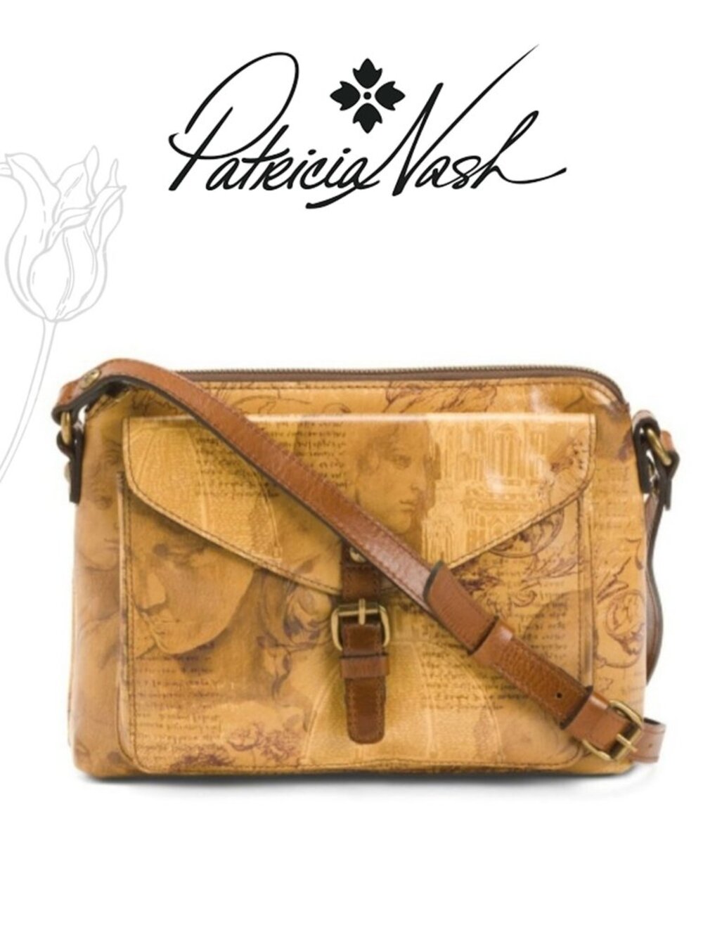 Patricia Nash Avellino Italian Sketchbook Crossbody Purse